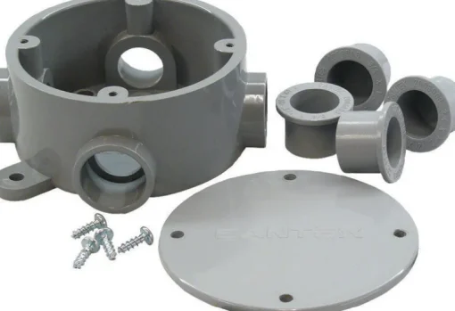 Cantex 15-3/16 cu in Round PVC 1 gang Junction Box Gray