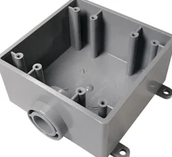 Cantex 32 cu in Square PVC 2 gang Outlet Box Gray