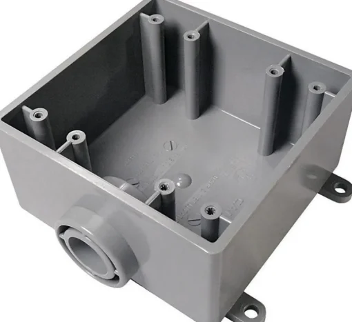 Cantex 32 cu in Square PVC 2 gang Outlet Box Gray