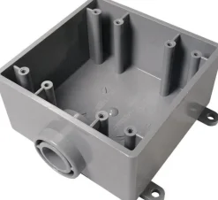 Cantex New Work 32 cu in Square PVC 2 gang Outlet Box Gray