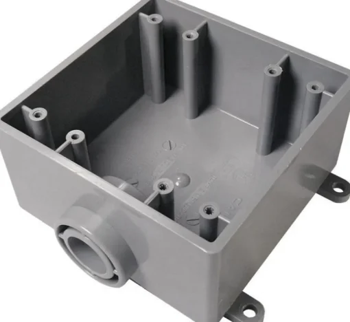 Cantex New Work 32 cu in Square PVC 2 gang Outlet Box Gray
