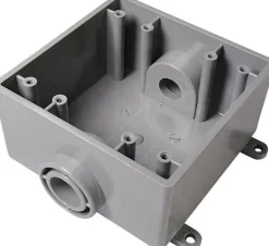 Cantex New Work 32 cu in Square PVC 2 gang Outlet Box Gray