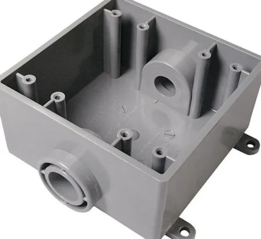 Cantex New Work 32 cu in Square PVC 2 gang Outlet Box Gray
