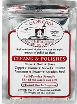 Cape Cod Vanilla Scent Fine Metal Cleaner and Polish 2 pk Cloth (Pack of 36)
