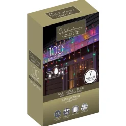 Celebrations Gold LED Mini Multicolored 100 ct Icicle Christmas Lights 6 ft.