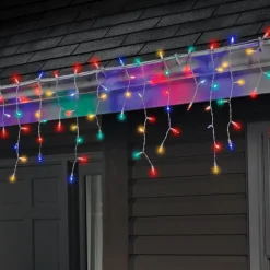 Celebrations Gold LED Mini Multicolored 100 ct Icicle Christmas Lights 6 ft.
