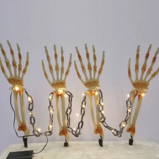 Celebrations Halloween Warm White 18 in. LED Prelit Chained Skeleton Arms Pathway Decor