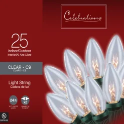 Celebrations Incandescent C9 Clear 25 ct String Christmas Lights 24 ft.