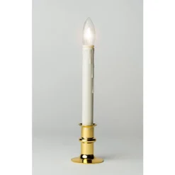Celestial Lights Brass/White no scent Scent LED Battery Operated Taper Candle