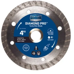 Century Drill & Tool 4 in. D Diamond Turbo Diamond Saw Blade