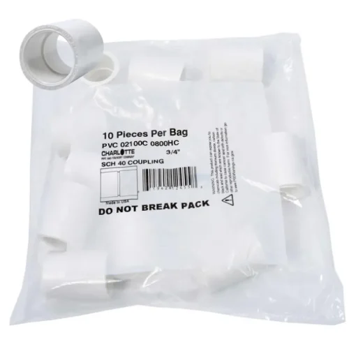Charlotte Pipe Schedule 40 3/4 in. Slip X 3/4 in. D Slip PVC Coupling 10 pk