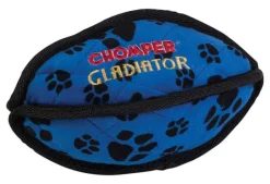 Chomper Gladiator Black/Blue Nylon/Plush Tuff Football Dog Toy Large