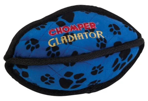 Chomper Gladiator Black/Blue Nylon/Plush Tuff Football Dog Toy Large