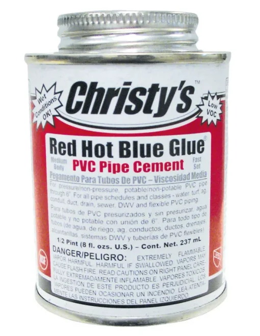 Christy's Red Hot Blue Glue Blue Cement For PVC 8 oz