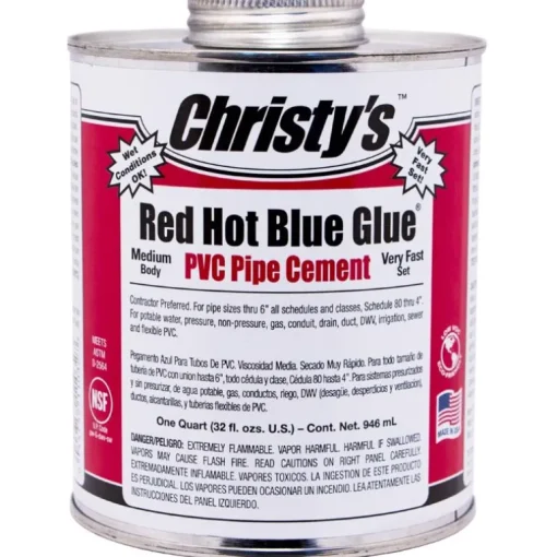 Christy's Red Hot Blue Glue Blue Cement For PVC 16 oz