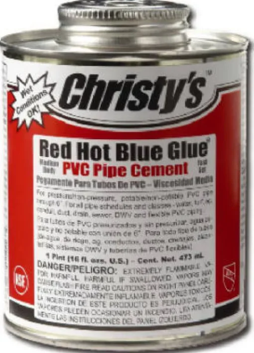 Christy's Red Hot Blue Glue Blue Cement For PVC 4 oz