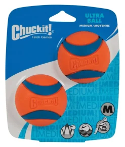 Chuckit! Blue/Orange Rubber Fetch Ball Ultra Ball Medium 2 pk