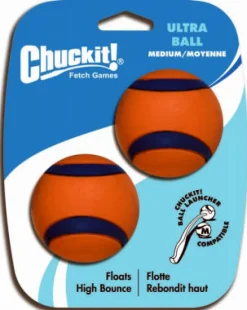 Chuckit! Blue/Orange Rubber Fetch Ball Ultra Ball Medium 2 pk