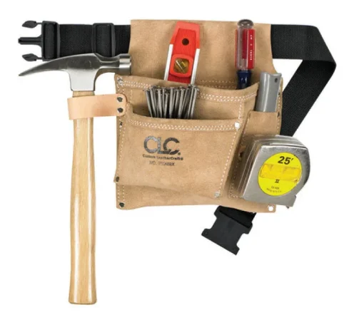 CLC 3 pocket Suede Leather Tool and Nail Belt 11.25 in. L X 11.5 in. H Black