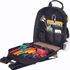 CLC E-Charge 6 in. W X 19.5 in. H Polyester Backpack Tool Bag 23 pocket Black/Tan 1 pc