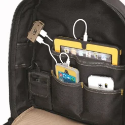 CLC E-Charge 6 in. W X 19.5 in. H Polyester Backpack Tool Bag 23 pocket Black/Tan 1 pc