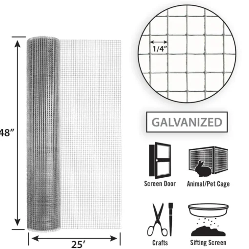 CLOTH HDW24"X25' 1/4"MSH