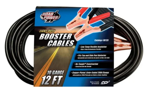 Coleman Cable 10 Ga. 12 ft. Booster Cable Top and Side Post