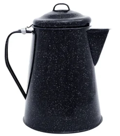 Columbian Home Black Porcelain Enamel Steel Granite Ware Coffee Boiler 12-Cups 100 oz. Capacity