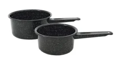 Columbian Home Granite Ware Black Ceramic Over Steel Nonstick Saucepan Set 1 qt. Capacity