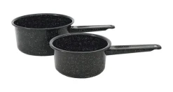 Columbian Home Granite Ware Black Ceramic Over Steel Nonstick Saucepan Set 1 qt. Capacity