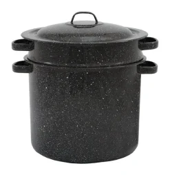 Columbian Home Graniteware Ceramic Over Steel Blancher 7.3 qt. Black (Pack of 4)