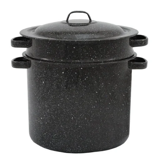 Columbian Home Graniteware Ceramic Over Steel Blancher 7.3 qt. Black (Pack of 4)