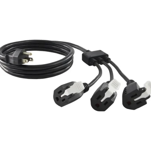 Conntek Indoor 6 ft. L Black 1 to 3 Outlet Cord 14/3 SJT 18/3 SVT