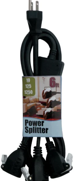 Conntek Indoor 6 ft. L Black 1 to 3 Outlet Cord 14/3 SJT 18/3 SVT