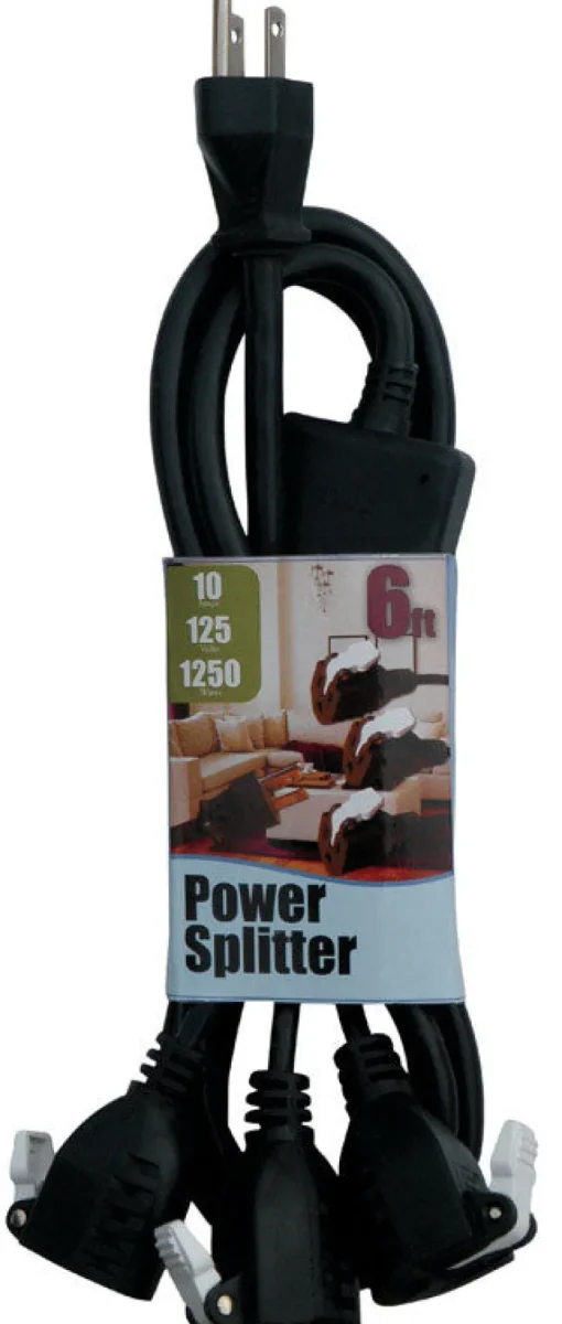 Conntek Indoor 6 ft. L Black 1 to 3 Outlet Cord 14/3 SJT 18/3 SVT