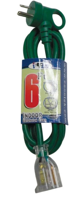 Conntek Indoor 6 ft. L Green Extension Cord 16/3 SJTW