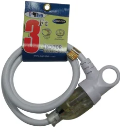 Conntek Indoor 3 ft. L White Extension Cord 16/3 SJTW