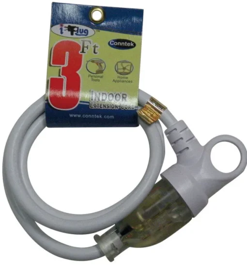 Conntek Indoor 3 ft. L White Extension Cord 16/3 SJTW
