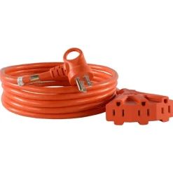 Conntek Indoor or Outdoor 12 ft. L Orange Triple Outlet Cord 14/3 SJTW