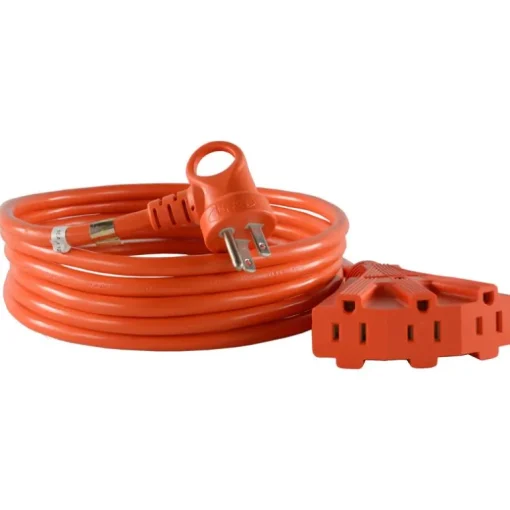 Conntek Indoor or Outdoor 12 ft. L Orange Triple Outlet Cord 14/3 SJTW