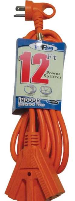 Conntek Indoor or Outdoor 12 ft. L Orange Triple Outlet Cord 14/3 SJTW
