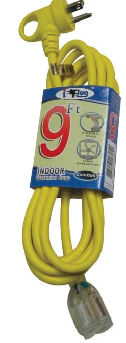 Conntek Indoor or Outdoor 9 ft. L Yellow Extension Cord 16/3 SJTW