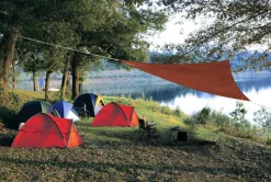 Coolaroo Ready-To-Hang Polyethylene Shade Sail Triangle Shade Sail Canopy 10 ft. H X 10 ft. W X 10 f