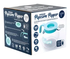 Core Home Clear/Teal Glass BPA-Free Air Popcorn Popper 3 qt. Capacity with Silicone Lid