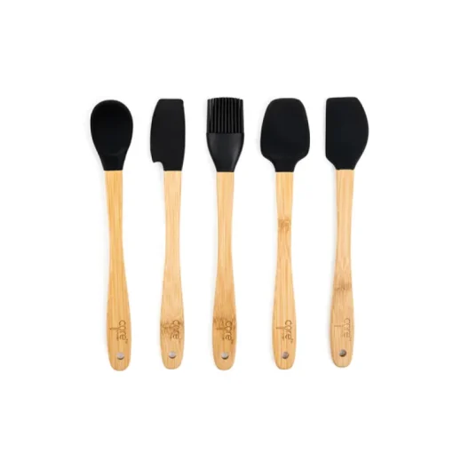 Core Kitchen Beige/Onyx Bamboo/Silicone Mini Utensil Set