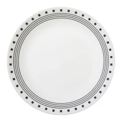 Corelle Livingware Black/White Glass City Block Dinner Plate 10-1/4 in. D 1 pk