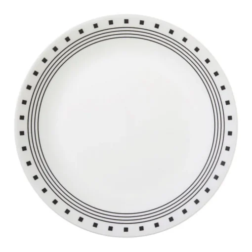 Corelle Livingware Black/White Glass City Block Dinner Plate 10-1/4 in. D 1 pk
