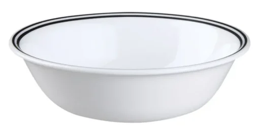 Corelle Livingware Black/White Glass Stackable City Block Soup/Cereal Bowl 18 oz.