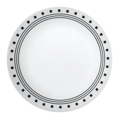 Corelle Livingware Black/White Glass City Block Stackable Luncheon Plate 3/4 H x 8-1/2 Dia. in.