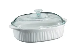 Corningware Ceramic Oblong Dish with Lid 4 qt. White (Pack of 2)
